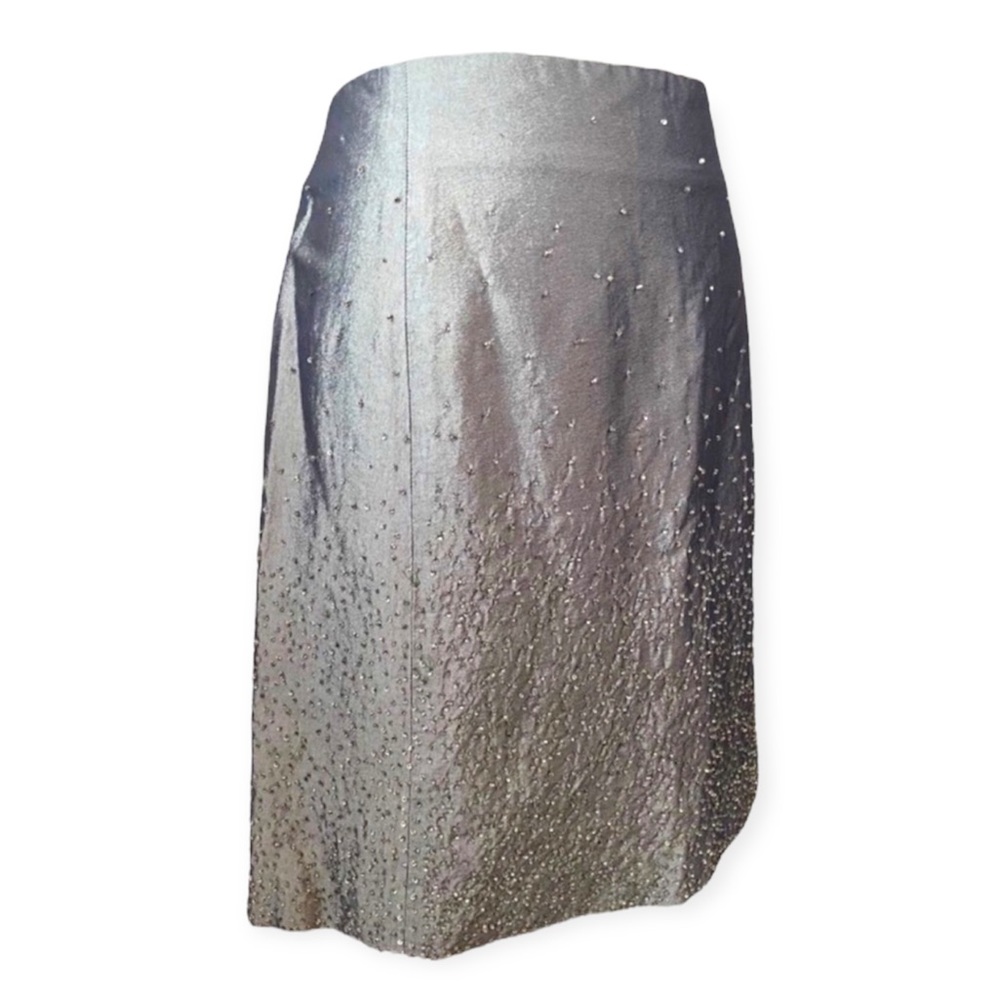 Vintage 90s / Y2K Gap Grey Beaded + Iridescent High Waist Skirt size women’s 8